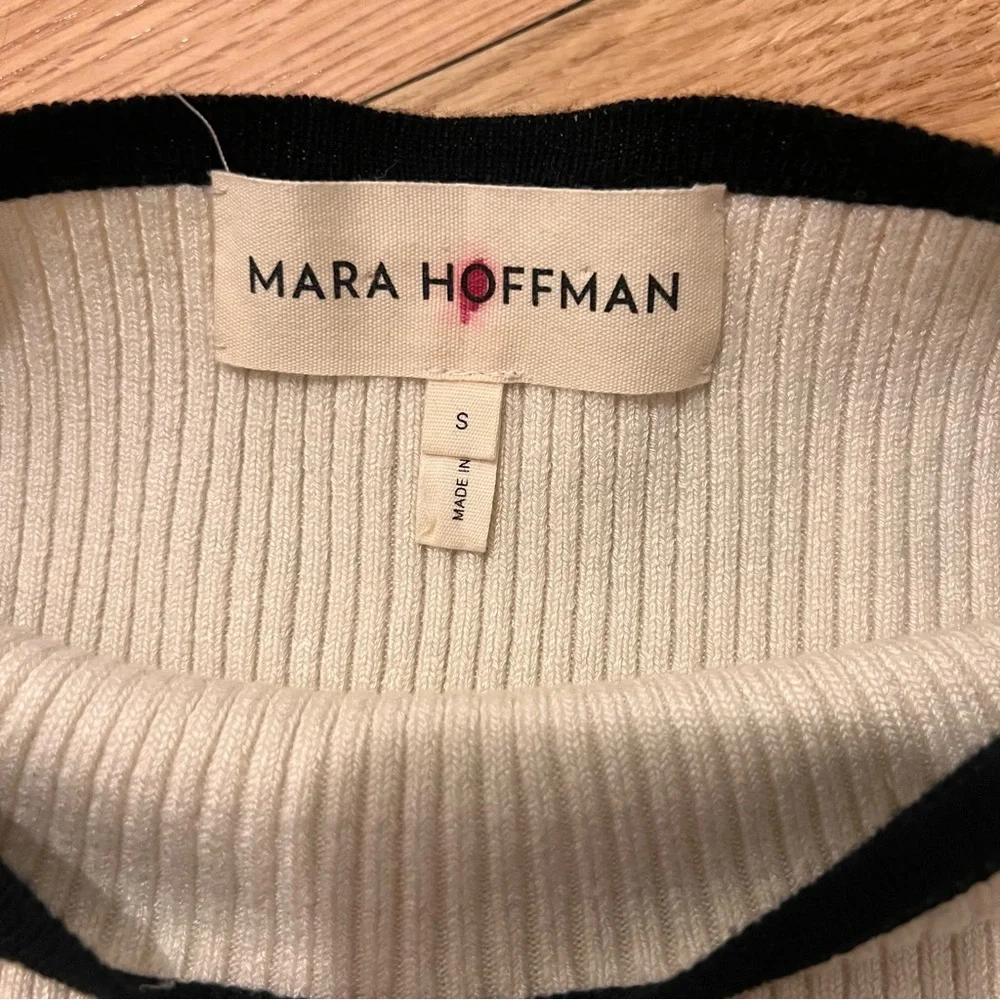 Mara Hoffman Nova Sweater in Ivory Ribbed Puff Sleeve Knit Stretch Pullover - Picture 5 of 7